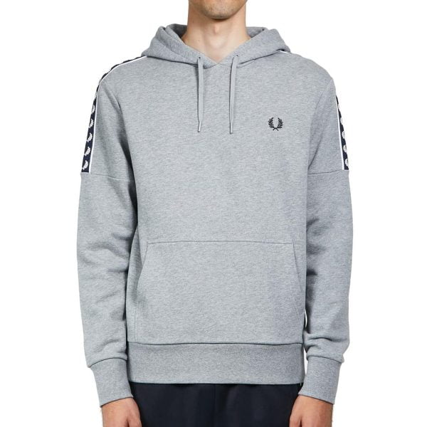 Fred Perry Panelled Taped Hooded Sweat Steel Marl