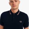 Fred Perry Polo Twin Tipped Black / Pink Peach