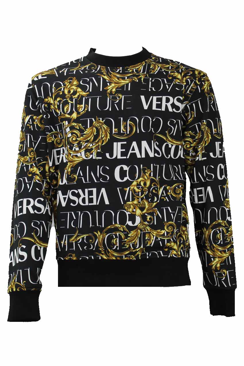 Versace Jeans Couture Print Logo Baroque Sweater Black