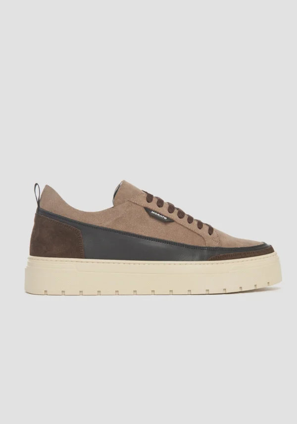 Antony Morato Flint Sneakers In Suede With Leather Details Brown