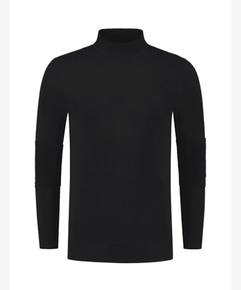 Purewhite Mockneck Flat Knit With Ribbed Parts