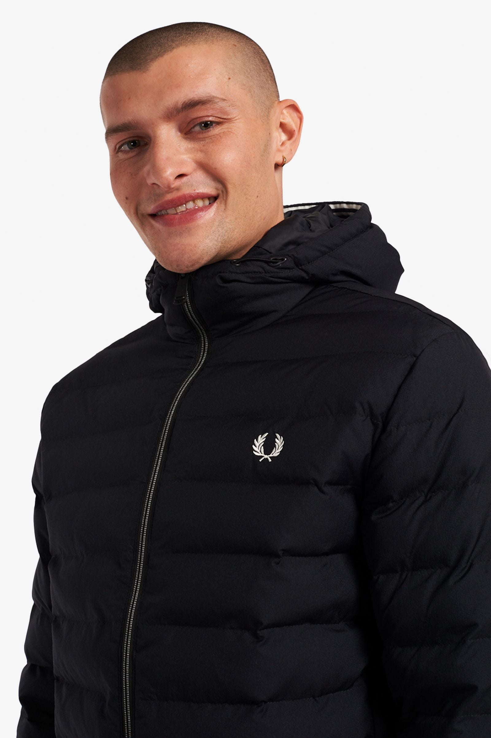 Bowling Ontmoedigen cassette Fred Perry Hooded Insulated Jacket Black - Per Lui