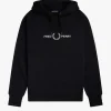 Fred Perry Embroidered Hooded Sweatshirt Black