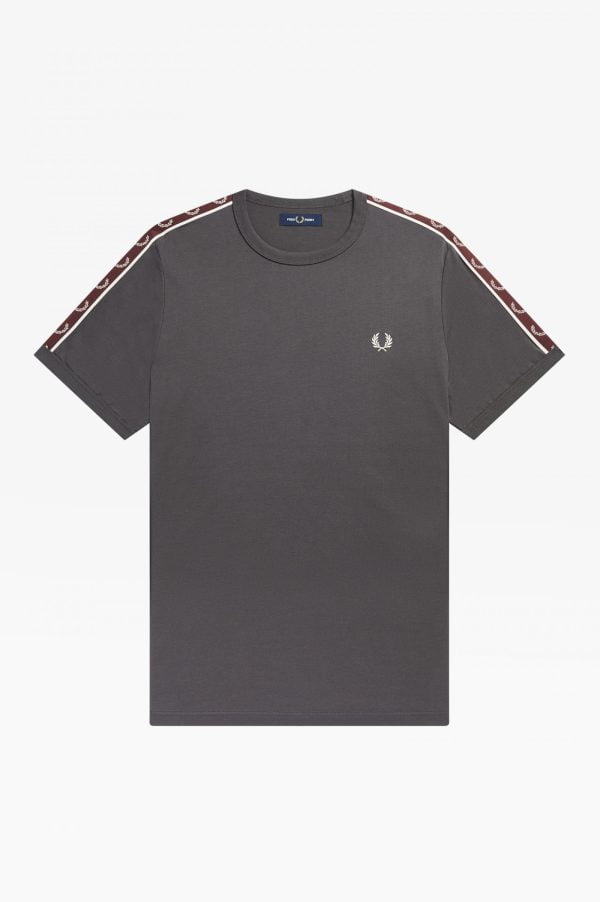 Fred Perry Contrast Tape Ringer T-shirt Gunmetal/Oxblood