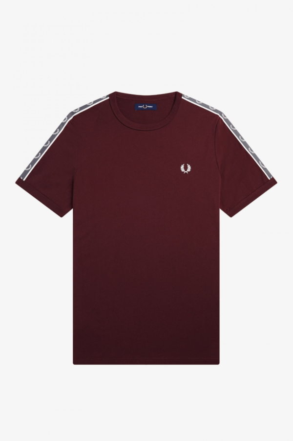 Fred Perry Contrast Tape Ringer T-Shirt Oxblood/Gunmetal