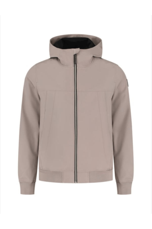 Purewhite Softshell Jacket With Rubberbadge At Sleeves Taupe