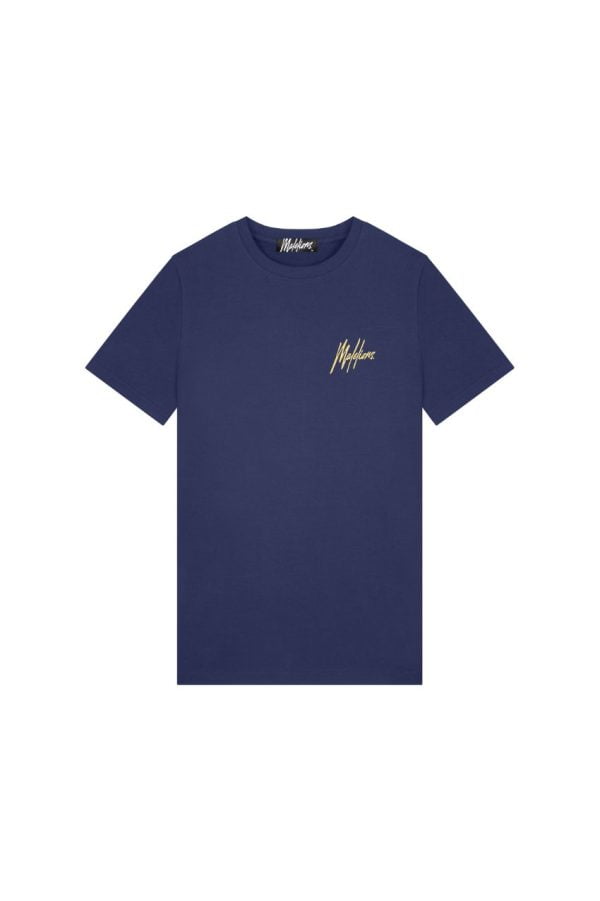 Malelions M3-SS23-29 Men 3D Graphic T-Shirt Navy/Gold