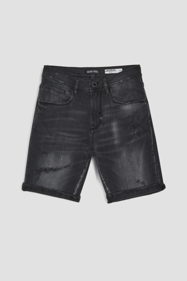 Antony Morato “Dave” Skinny-Fit Shorts In Dark Stretch Denim Black