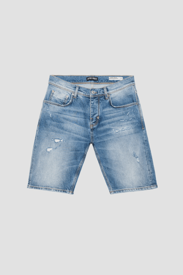 Antony Morato "Argon" Slim Fit Shorts In Comfort Denim With Medium Wash Blue