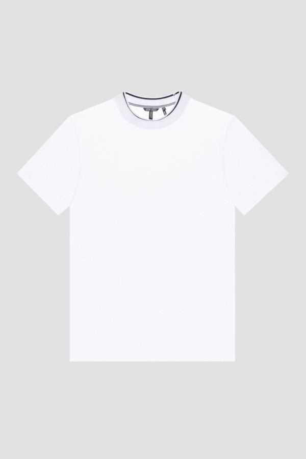 Antony Morato Regular-Fit T-Shirt In Mercerised Cotton Pique With High Collar White