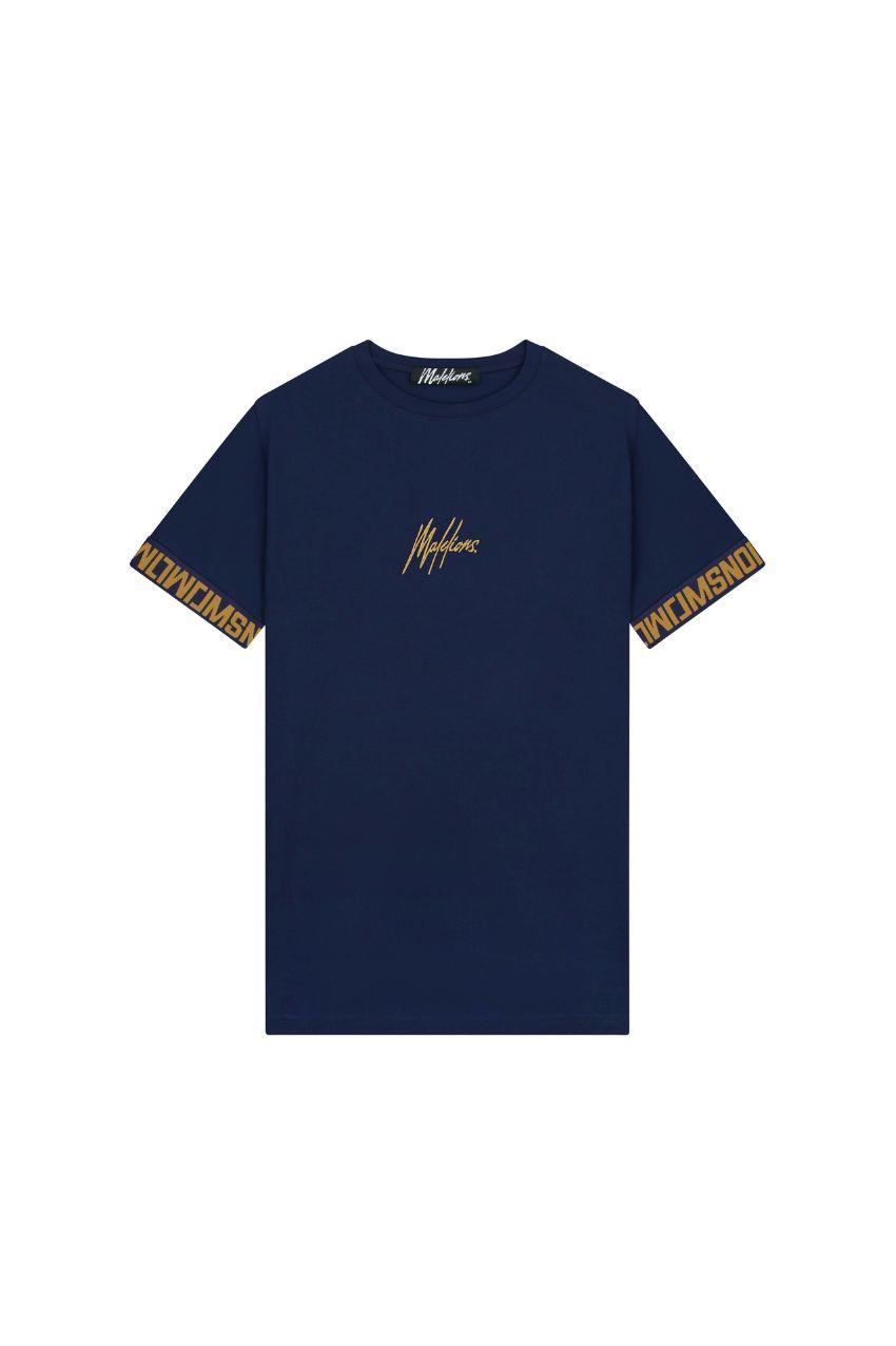 Malelions MM1-HS23-09 T-shirt Navy/Gold