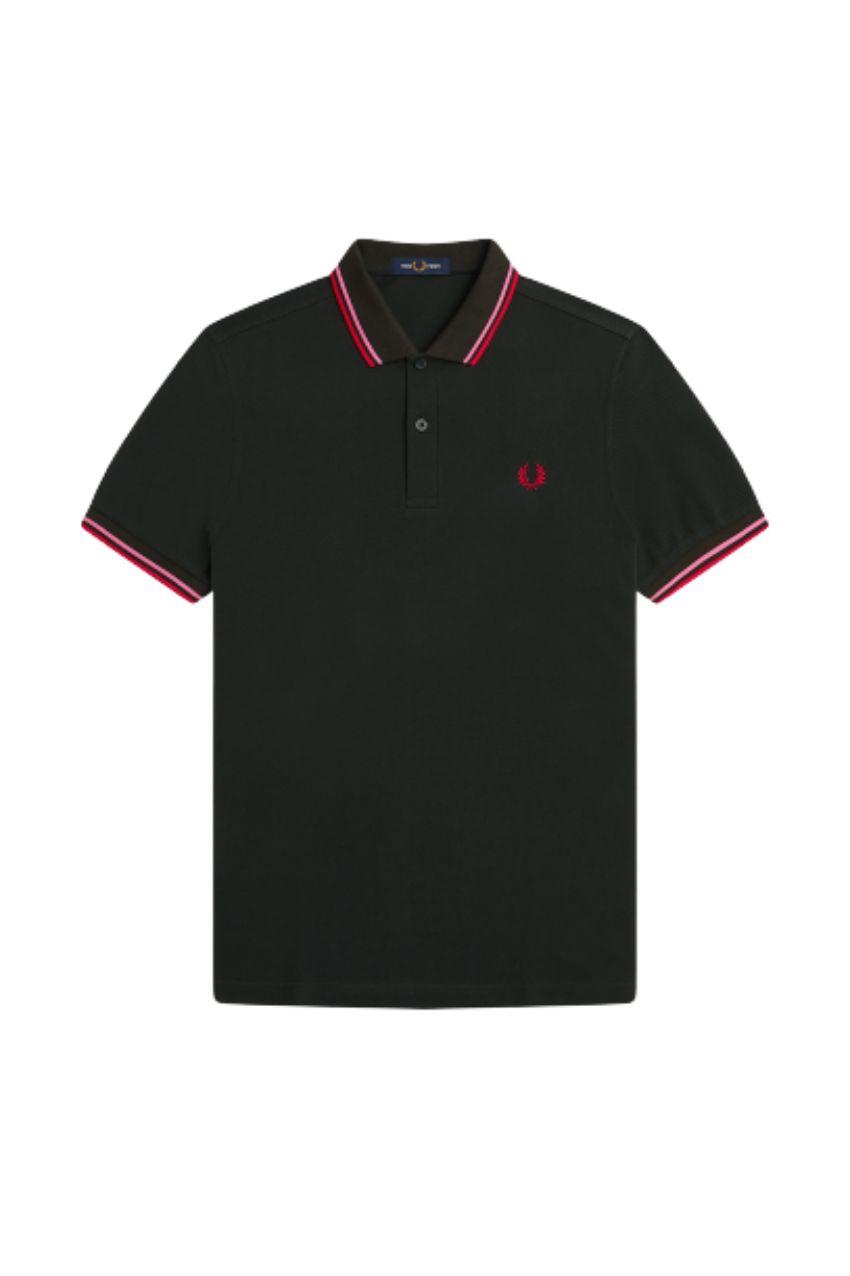 Fred Perry M3600 Polo Twin Tipped Green/Pink/Red