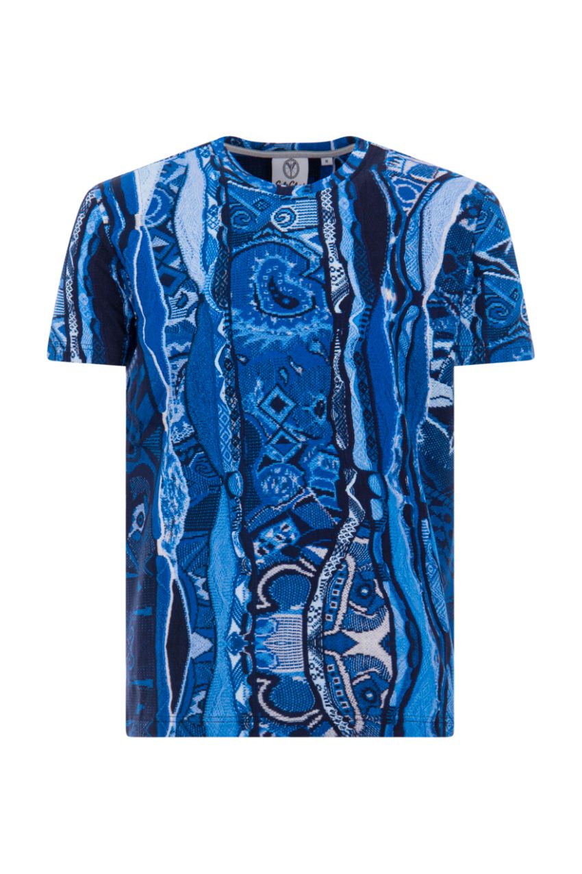 Carlo Colucci C3090 T-Shirt Knit Print Blue