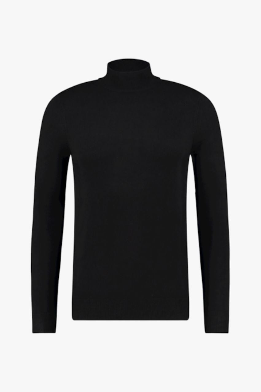 Purewhite Essential Knit Mockneck LS Black