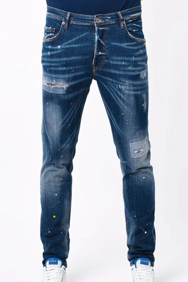 My Brand Skinny Blue Jeans Multi Colors Spots
