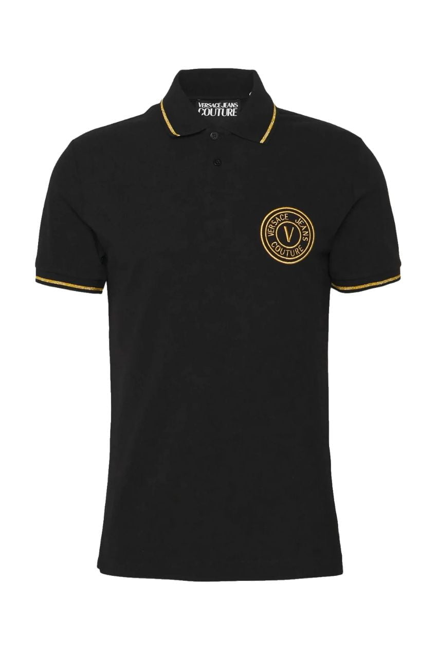Versace Jeans Couture Polo Shirt Logo Embroidered Black