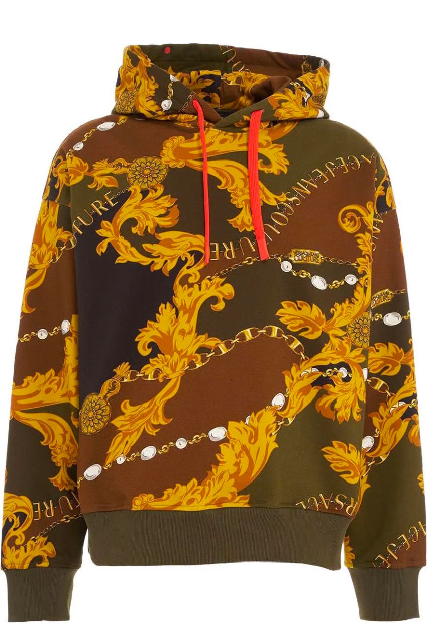 Versace Jeans Couture Logo Print Hoodie Gold