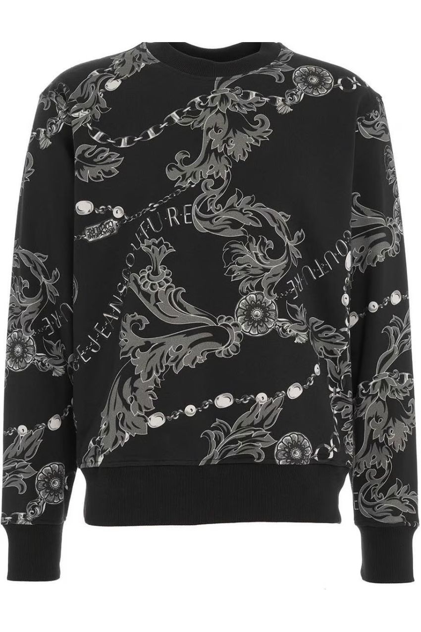 Versace Jeans Couture Sweater With Emblem Print Black