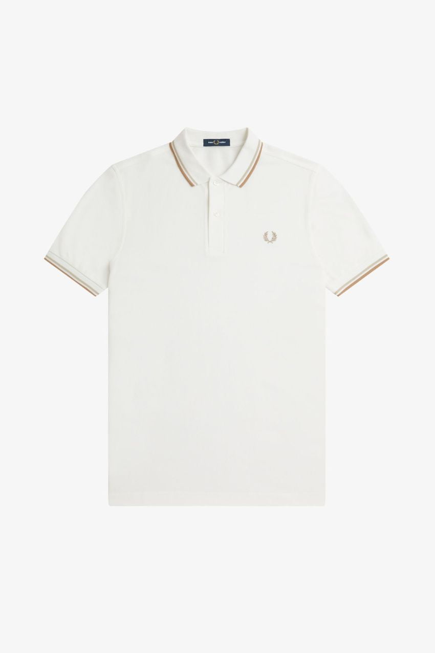 Fred Perry Twin Tipped Polo Snow White/Oatmeal/Warm Stone