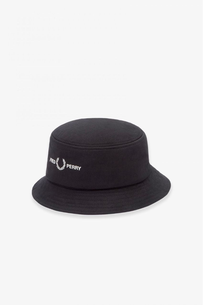 Graphic Brand Twill Bucket Hat Black Warm Grey