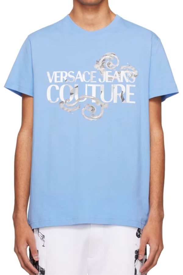 Versace Jeans Couture T-Shirt Logo Watercolor Bonnie Light Blue