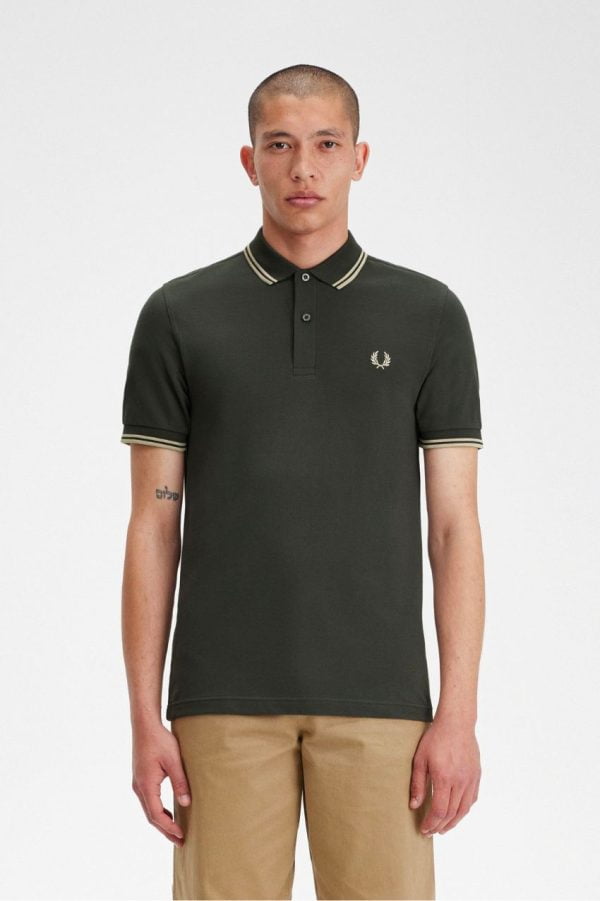 Twin Tipped Fred Perry Polo Fieldgreen/Oatme
