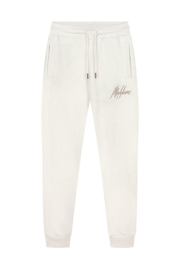 Malelions Men Striped Signature Sweatpants Off-white/Taupe