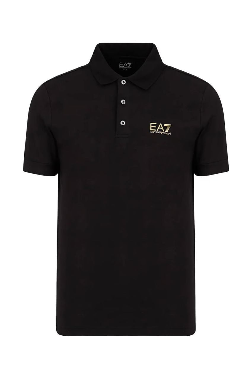 EA7 Emporio Armani Jersey Polo Shirt Black/Gold