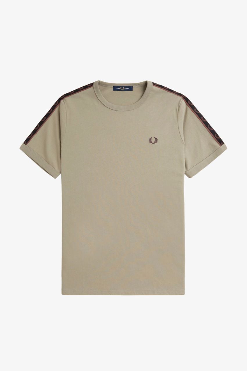 Fred Perry Contrast Tape Ringer T-Shirt Warm Grey/Carrington Brick