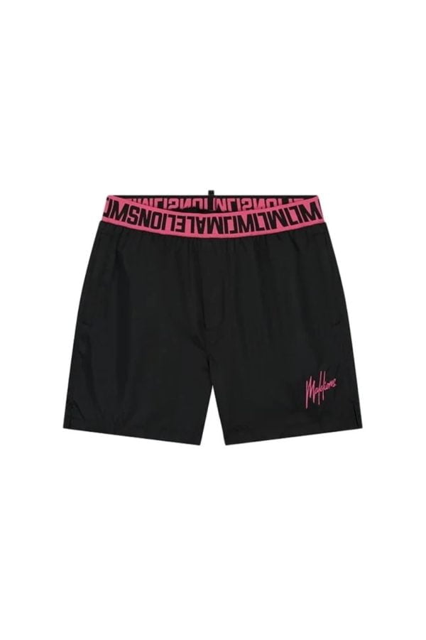 Malelions Men Venetian Swim Shorts Black/Hot Pink