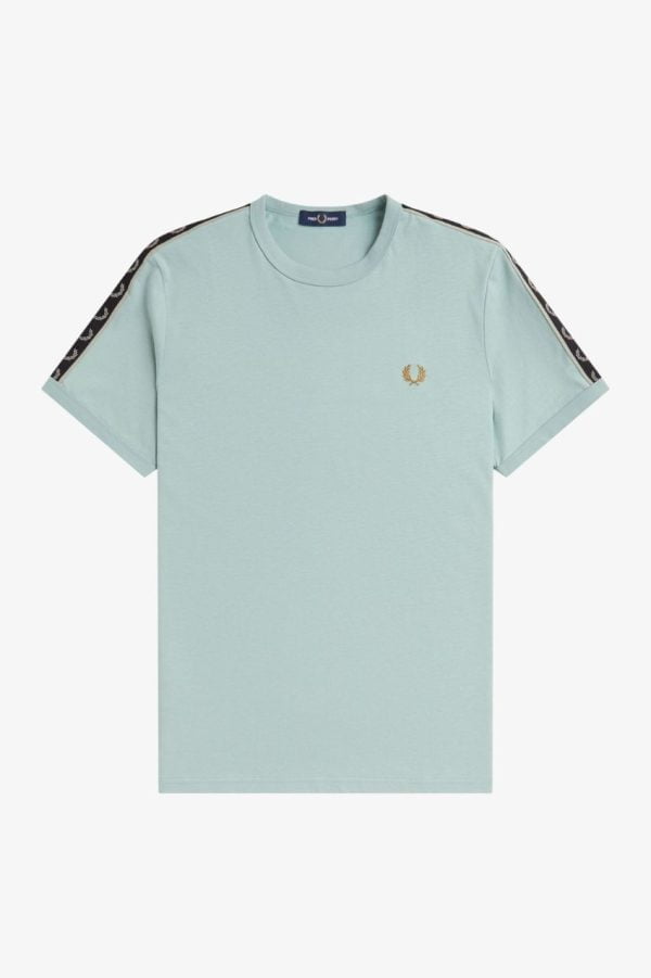 Fred Perry Contrast Tape Ringer T-Shirt Silver Blue/Warm Grey