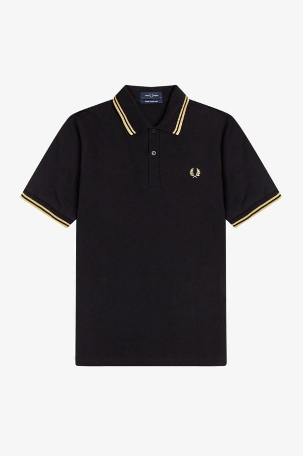 Twin Tipped Fred Perry Polo Black/Champagne